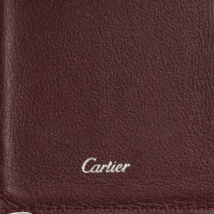 Pre Owned Cartier Black Leather Must De Cartier Bifold Card Case