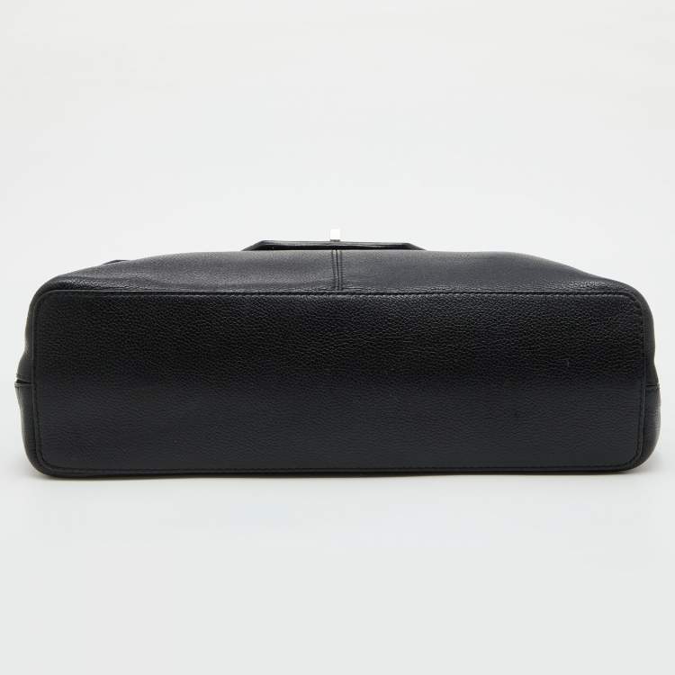 Pre Owned Cartier Black Leather and Python Classic Feminine Line Top Handle Bag