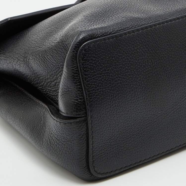Pre Owned Cartier Black Leather and Python Classic Feminine Line Top Handle Bag