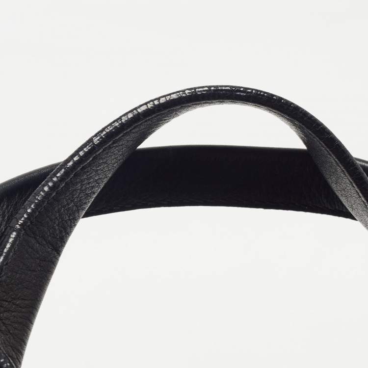 Pre Owned Cartier Black Leather and Python Embossed Medium Marcello de Cartier Shoulder Bag