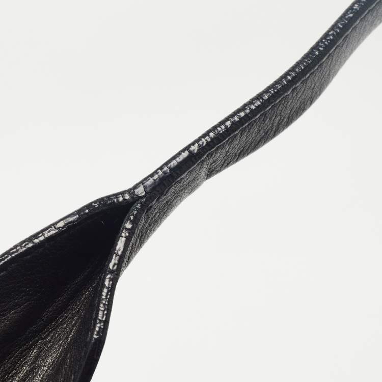 Pre Owned Cartier Black Leather and Python Embossed Medium Marcello de Cartier Shoulder Bag