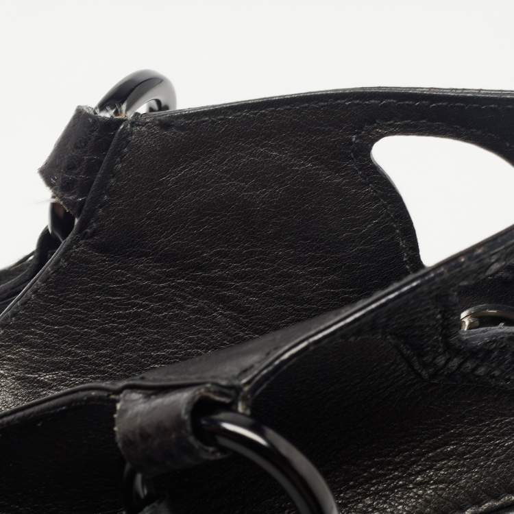 Pre Owned Cartier Black Leather and Python Embossed Medium Marcello de Cartier Shoulder Bag