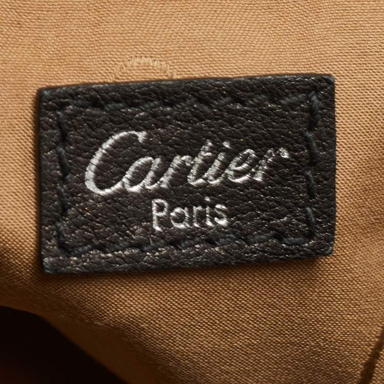 Pre Owned Cartier Black Leather and Python Embossed Medium Marcello de Cartier Shoulder Bag