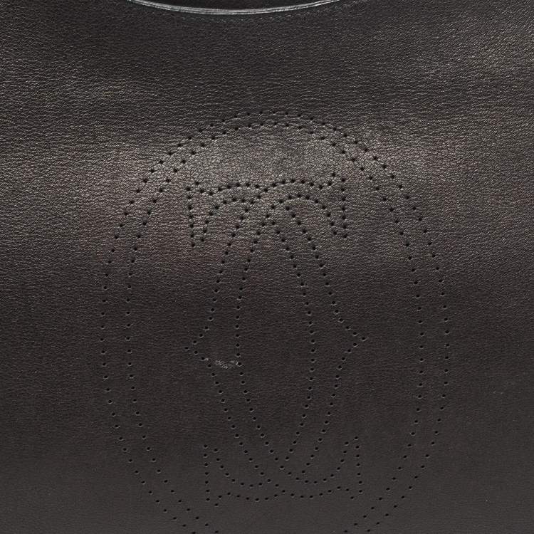 Pre Owned Cartier Black Leather and Python Embossed Medium Marcello de Cartier Shoulder Bag