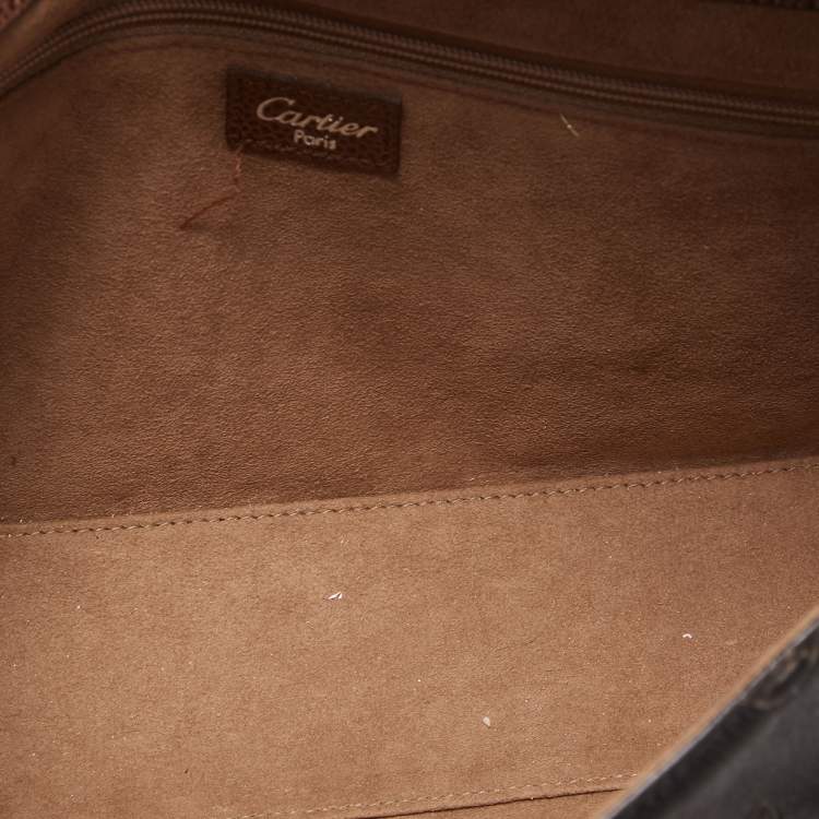 Pre Owned Cartier Black/Brown Calfhair and Leather Happy Birthday Cabochon Flap Bag