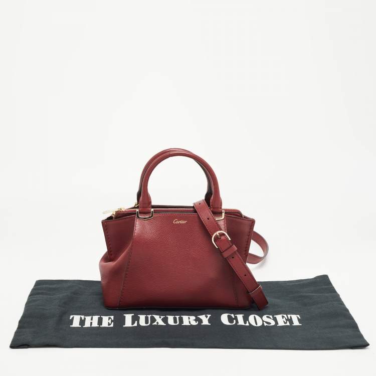 Pre Owned Cartier Burgundy Leather C De Cartier Satchel