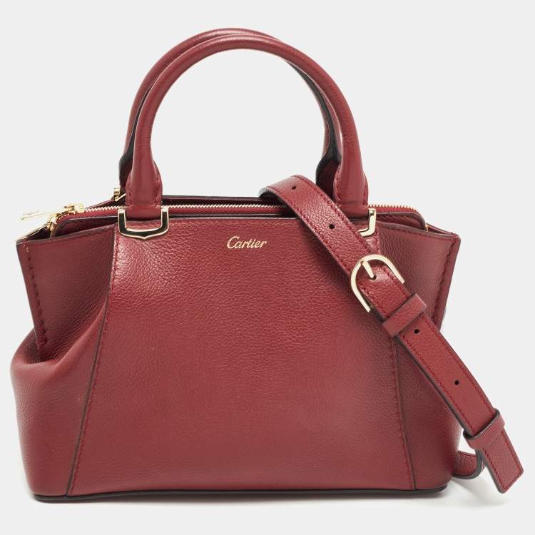 Pre Owned Cartier Burgundy Leather C De Cartier Satchel