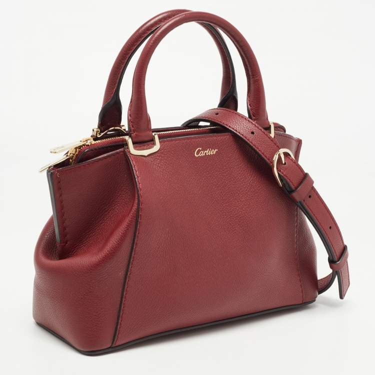 Pre Owned Cartier Burgundy Leather C De Cartier Satchel