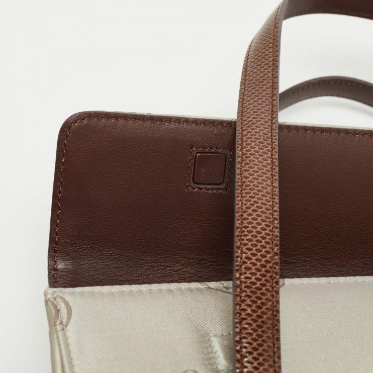 Pre Owned Cartier Brown/Grey Satin and Lizard Happy Birthday Cabochon Flap Bag
