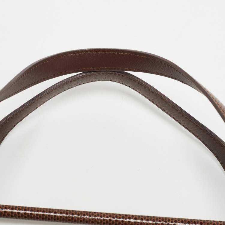 Pre Owned Cartier Brown/Grey Satin and Lizard Happy Birthday Cabochon Flap Bag