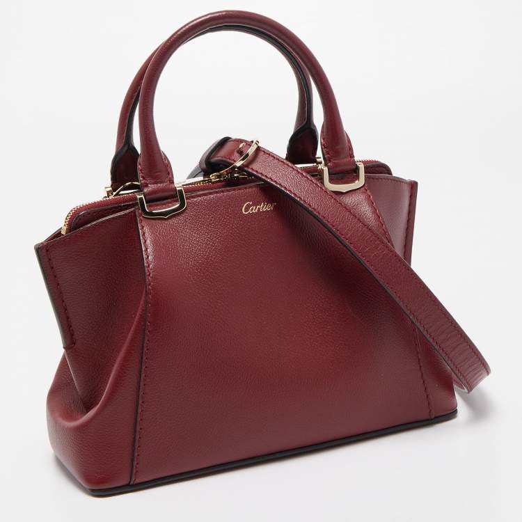 Pre Owned Cartier Burgundy Leather Mini C de Cartier Satchel