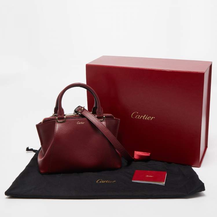 Pre Owned Cartier Burgundy Leather Mini C de Cartier Satchel