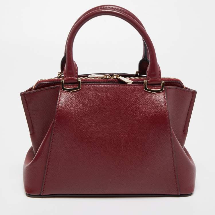 Pre Owned Cartier Burgundy Leather Mini C de Cartier Satchel