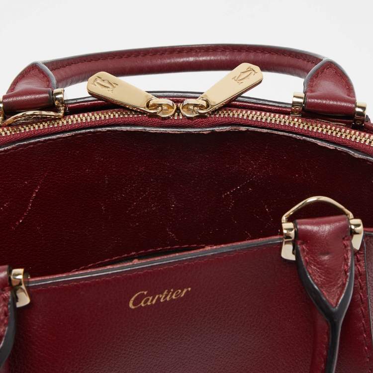 Pre Owned Cartier Burgundy Leather Mini C de Cartier Satchel