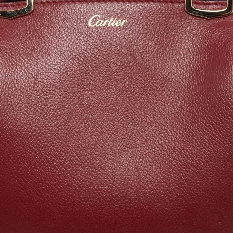 Pre Owned Cartier Burgundy Leather Mini C de Cartier Satchel