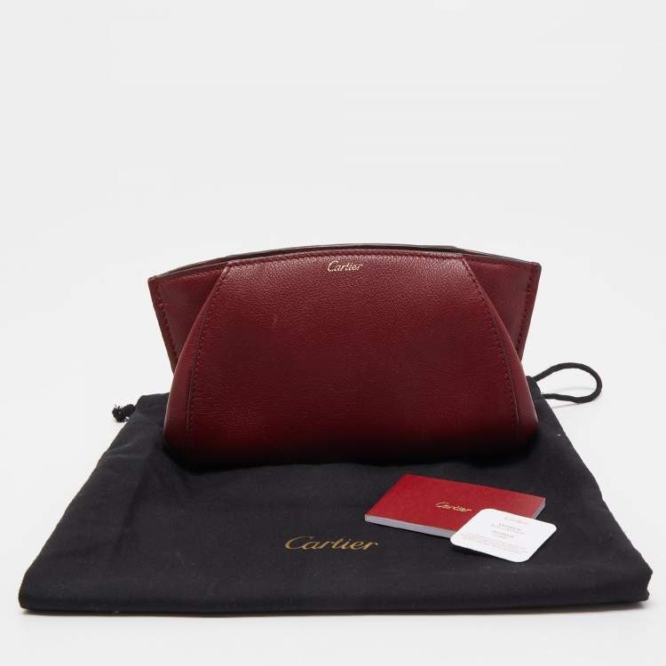 Pre Owned Cartier Red Leather C De Cartier Clutch