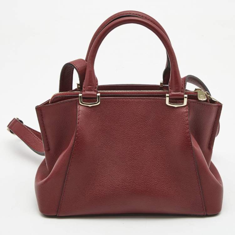 Pre Owned Cartier Burgundy Leather Mini C de Cartier Satchel
