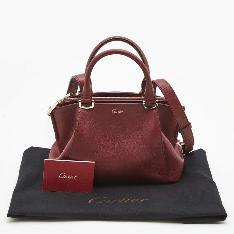 Pre Owned Cartier Burgundy Leather Mini C de Cartier Satchel