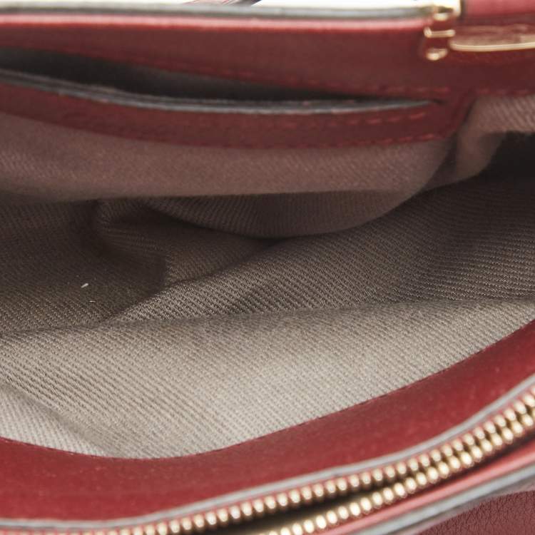 Pre Owned Cartier Burgundy Leather Mini C de Cartier Satchel
