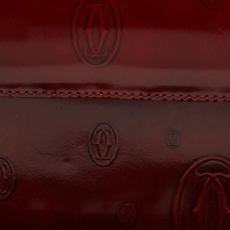 Pre Owned Cartier Red Gloss Leather Happy Birthday Cabochon Shoulder Bag