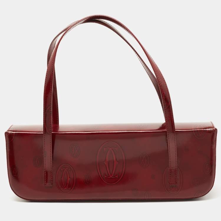 Pre Owned Cartier Red Gloss Leather Happy Birthday Cabochon Shoulder Bag