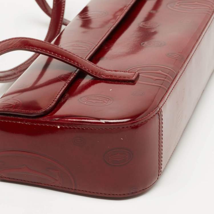 Pre Owned Cartier Red Gloss Leather Happy Birthday Cabochon Shoulder Bag