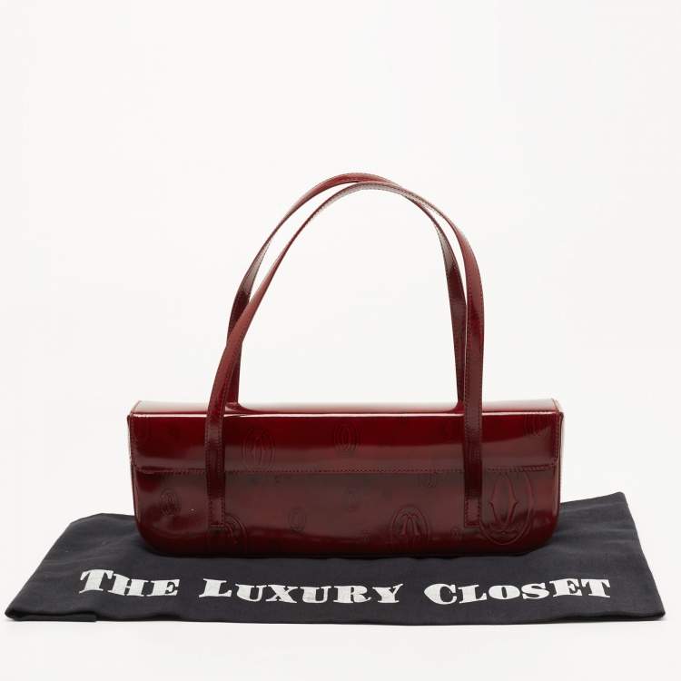 Pre Owned Cartier Red Gloss Leather Happy Birthday Cabochon Shoulder Bag