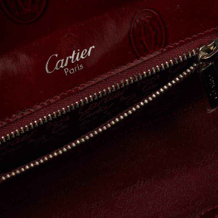 Pre Owned Cartier Red Gloss Leather Happy Birthday Cabochon Shoulder Bag