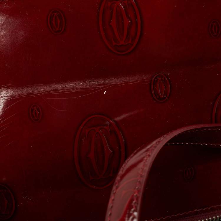 Pre Owned Cartier Red Gloss Leather Happy Birthday Cabochon Shoulder Bag