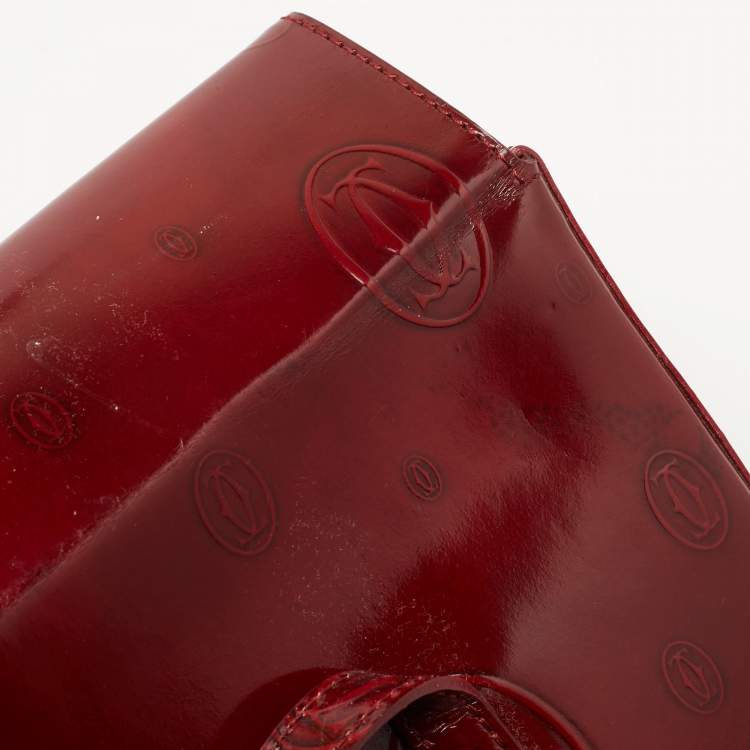 Pre Owned Cartier Red Gloss Leather Happy Birthday Cabochon Shoulder Bag