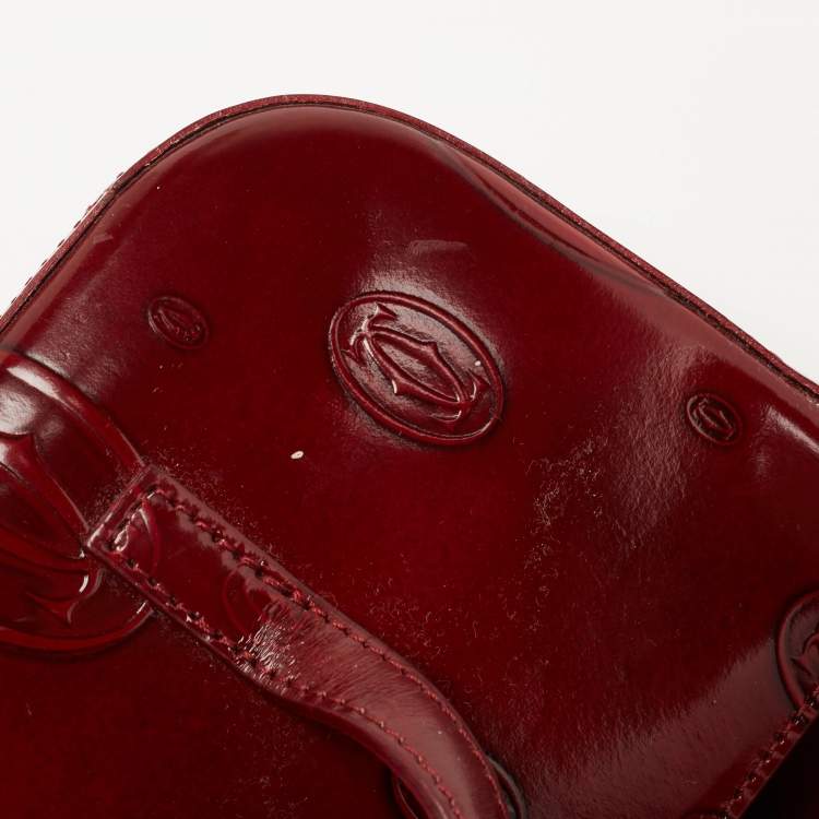 Pre Owned Cartier Red Gloss Leather Happy Birthday Cabochon Shoulder Bag