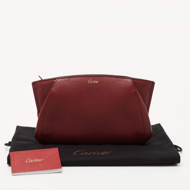 Pre Owned Cartier Red Leather C De Cartier Clutch