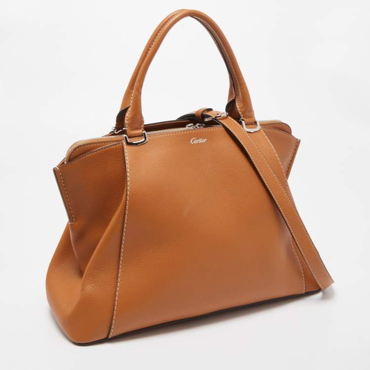 Pre Owned Cartier Tan Leather C de Cartier Bag