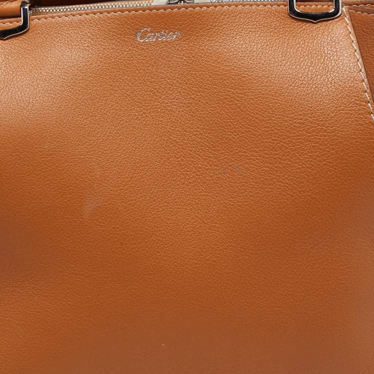 Pre Owned Cartier Tan Leather C de Cartier Bag