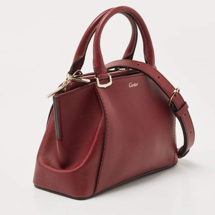 Pre Owned Cartier Red Leather Mini C de Cartier Satchel             