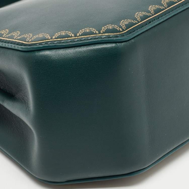 Pre Owned Cartier Green Leather Mini Guirlande De Cartier Top Handle Bag
