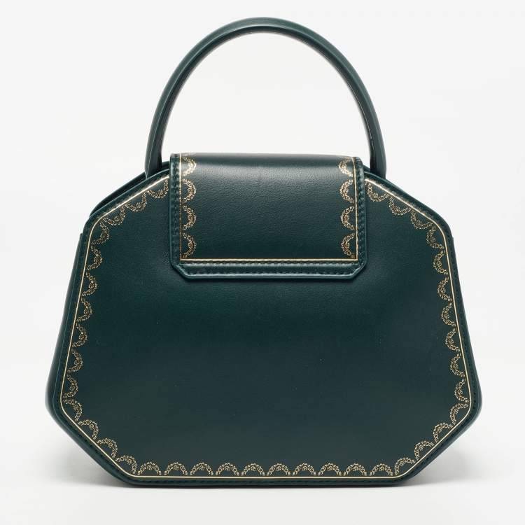 Pre Owned Cartier Green Leather Mini Guirlande De Cartier Top Handle Bag