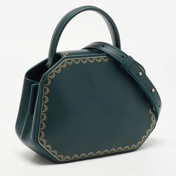 Pre Owned Cartier Green Leather Mini Guirlande De Cartier Top Handle Bag