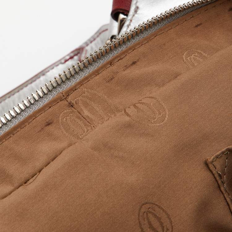 Pre Owned Cartier Silver/Red Leather Marcello de Cartier Bag