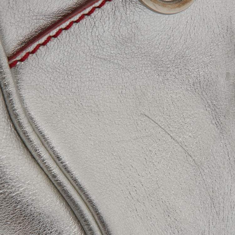 Pre Owned Cartier Silver/Red Leather Marcello de Cartier Bag