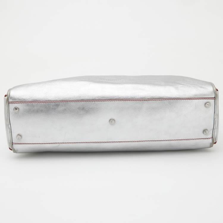 Pre Owned Cartier Silver/Red Leather Marcello de Cartier Bag