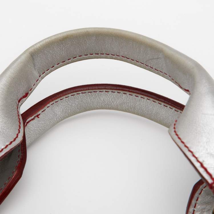 Pre Owned Cartier Silver/Red Leather Marcello de Cartier Bag