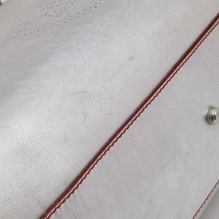 Pre Owned Cartier Silver/Red Leather Marcello de Cartier Bag