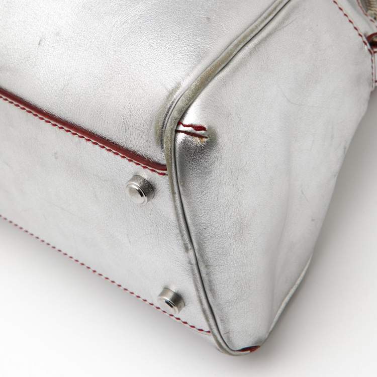 Pre Owned Cartier Silver/Red Leather Marcello de Cartier Bag