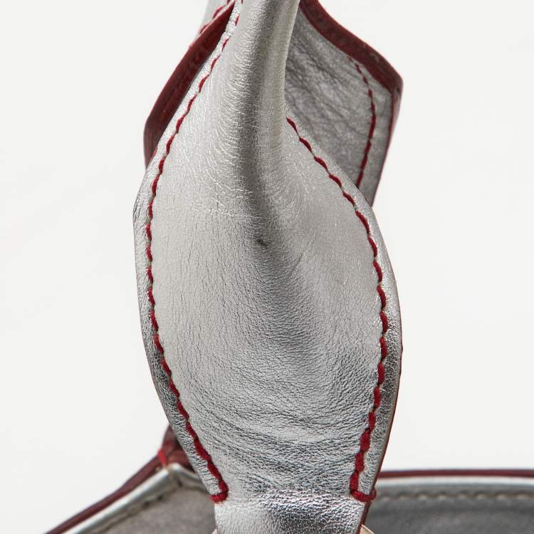 Pre Owned Cartier Silver/Red Leather Marcello de Cartier Bag