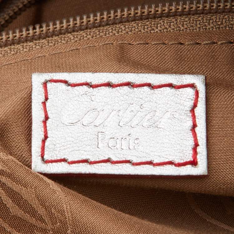 Pre Owned Cartier Silver/Red Leather Marcello de Cartier Bag