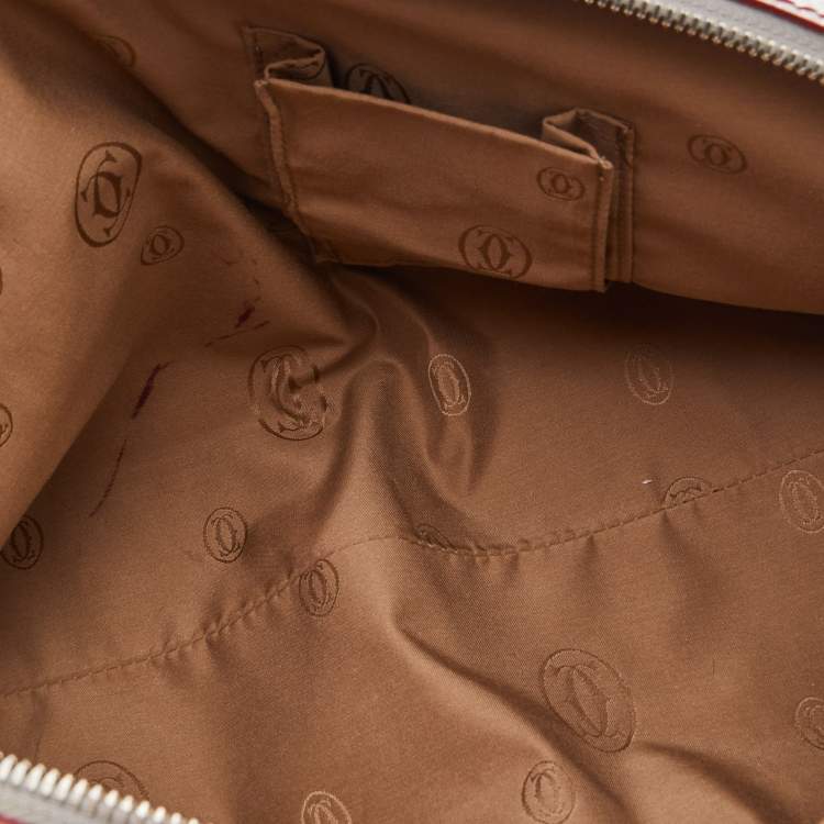 Pre Owned Cartier Silver/Red Leather Marcello de Cartier Bag
