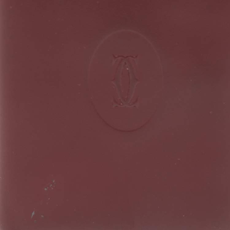 Pre Owned Cartier Burgundy Leather Must De Cartier Tri Fold Wallet
