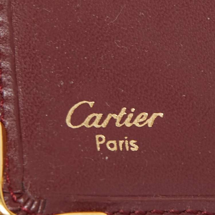 Pre Owned Cartier Burgundy Leather Must De Cartier Tri Fold Wallet