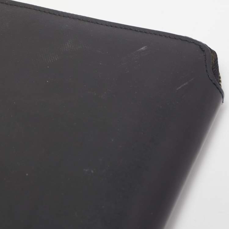 Pre Owned Cartier Black Leather Zip Around Organizer Clutch